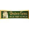 Image 1 : Western Farms Milk Beveled Tin Sign