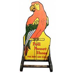 Poll Parrot Shoes Wood Sidewalk Sign