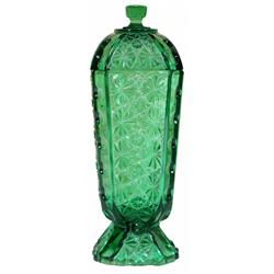 Green Pressed Glass Straw Holder