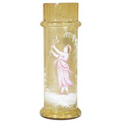 Mary Gregory Style Amber Glass Straw Holder