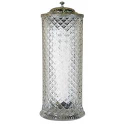 Pressed Glass Diamond Pattern Straw Holder