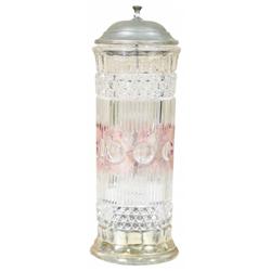 Clear Pressed Glass Straw Holder 