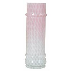 Clear glass with white/pink lace design straw holder