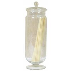 Clear Glass Straw Holder with cut glass starburst