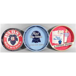 Lot of Three Pabst Blue Ribbon Tin Serving Trays