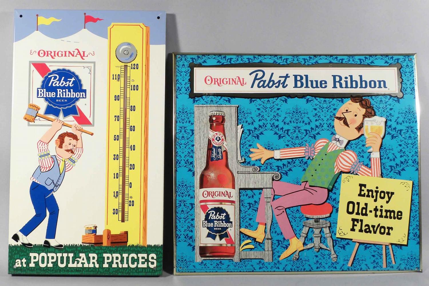 Lot of Two Pabst Blue Ribbon Signs