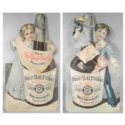 Pair of Pabst Malt Extract Die Cut Signs