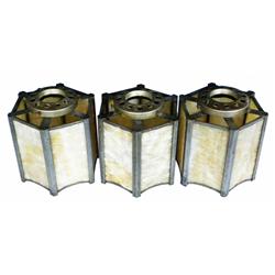 Lot of Three Matching Slag Glass Lamp shades