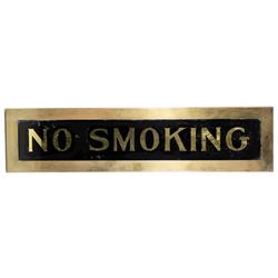 No Smoking Reverse Glass Sign Orig. brass frame