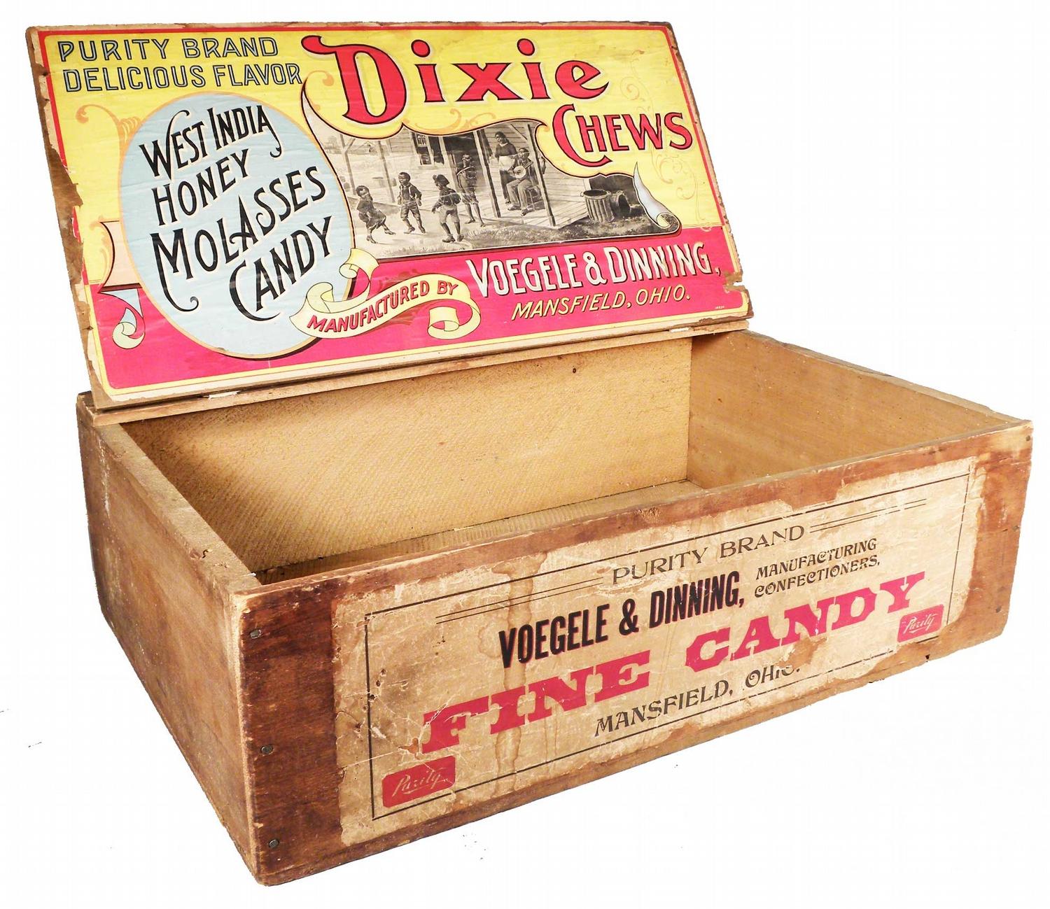 Dixie Chews Honey Molasses Candy Wood Box
