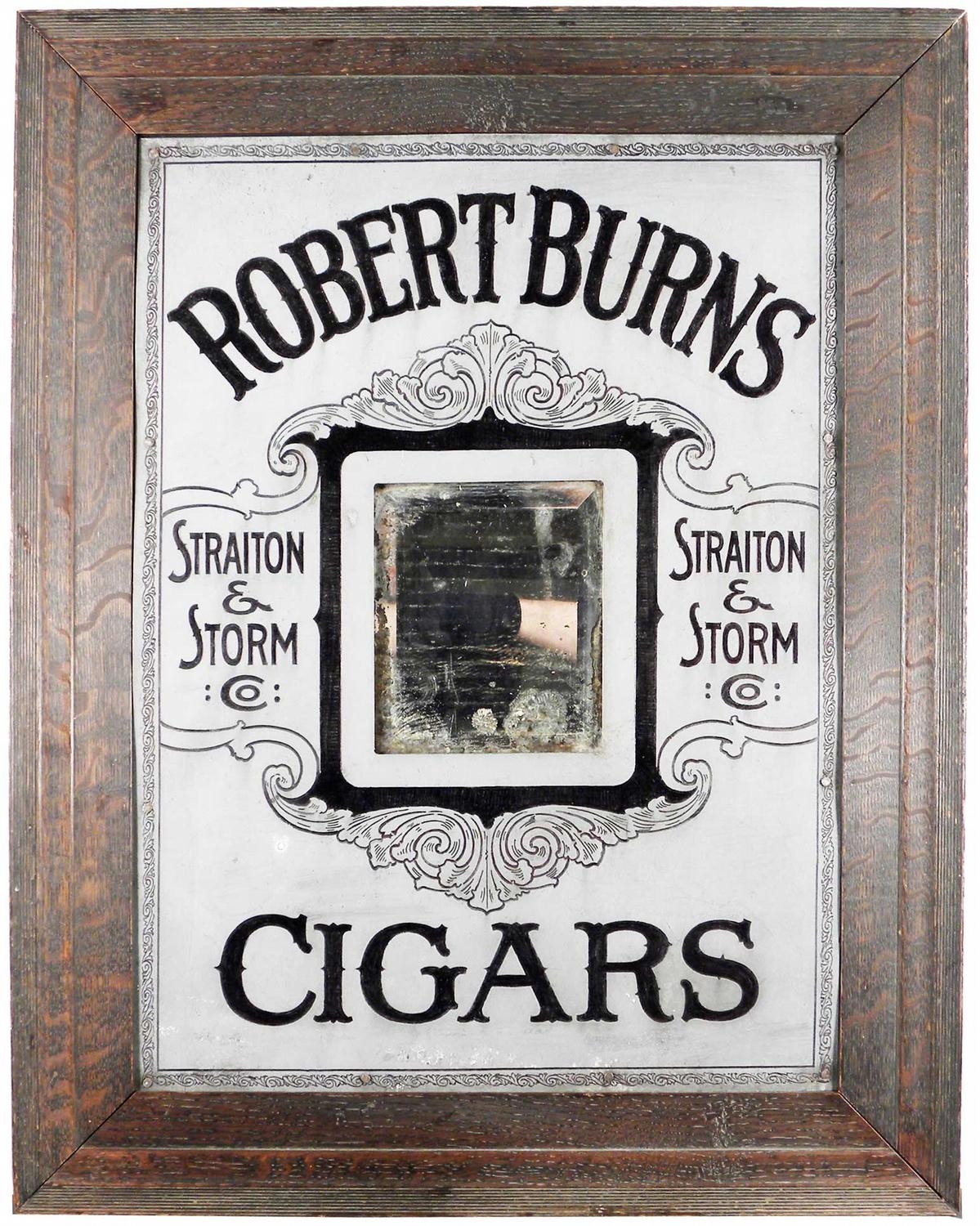 Recessed Lettering Sign Robert Burns Cigars Recessed Lettering Tin Sign