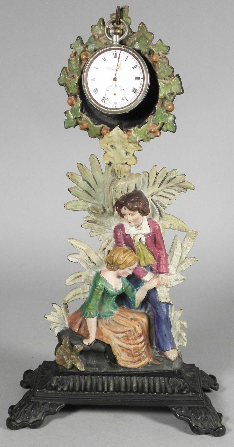 Large Cast Iron Painted Pocket Watch Holder