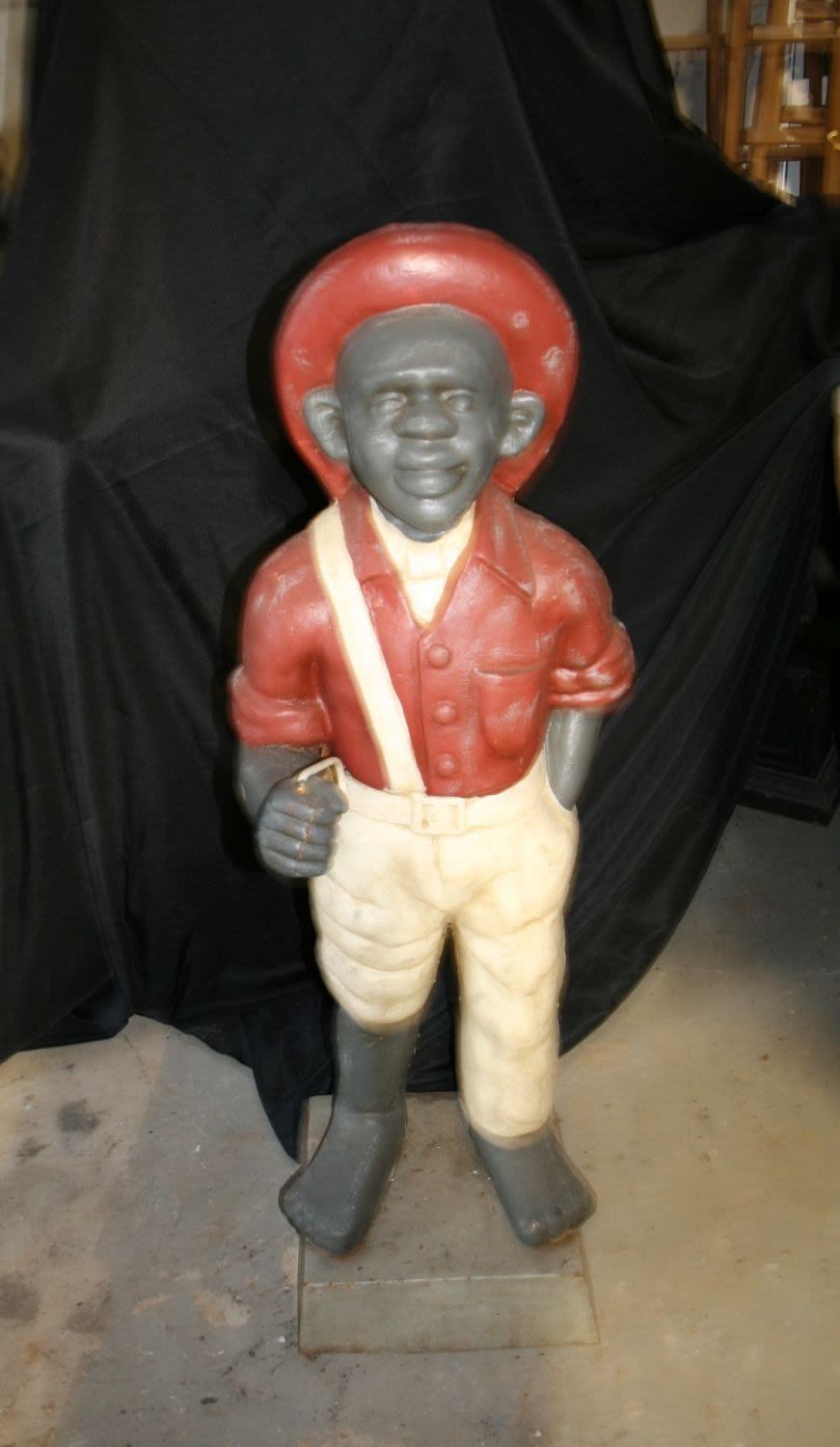 Cast Iron Vintage Black Americana Lawn Jockey.