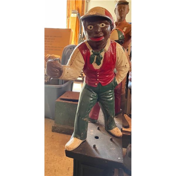 Cast Iron Vintage Black Americana Lawn Jockey.