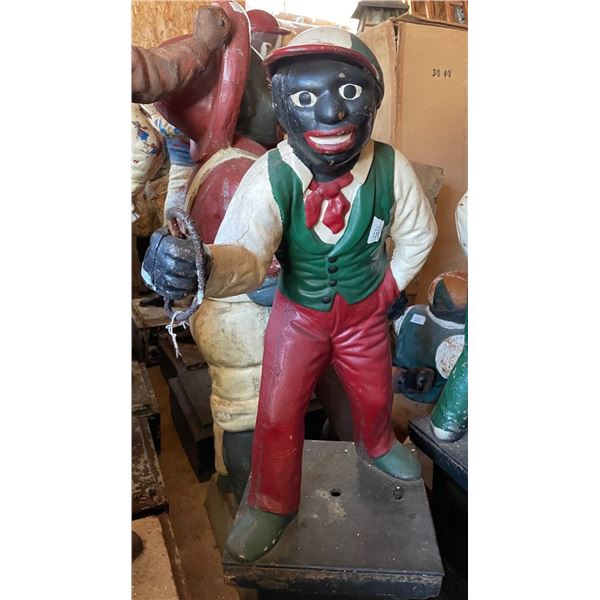 Cast Iron Vintage Black Americana Lawn Jockey.