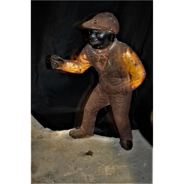 Cast Iron Vintage Black Americana Lawn Jockey.