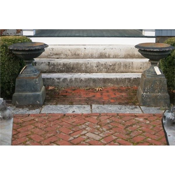 Vintage Cast Iron Planters Front Porch - Pair