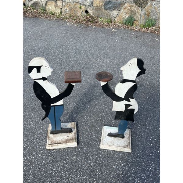 Vintage Wooden Waiters - Pair