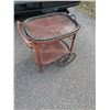 Image 1 : Antique Wicker Tea Cart with Glass Tray Top