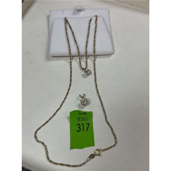 14K Estate Diamond & Necklace Pendant