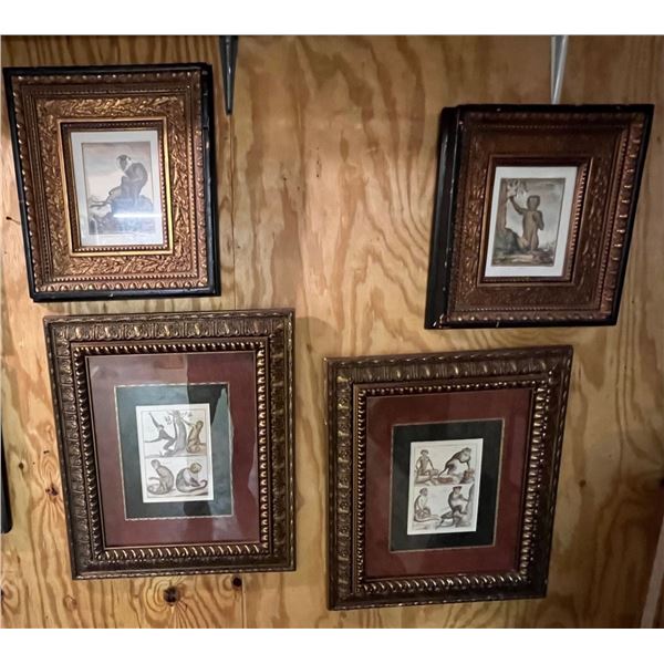 PALM BEACH ESTATE-Lot of (4) rare Monkey/Baboon types ORNATE frames