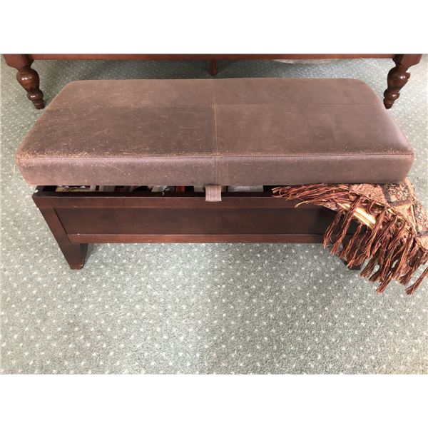 Bedroom Storage Bench - Leather and Wood