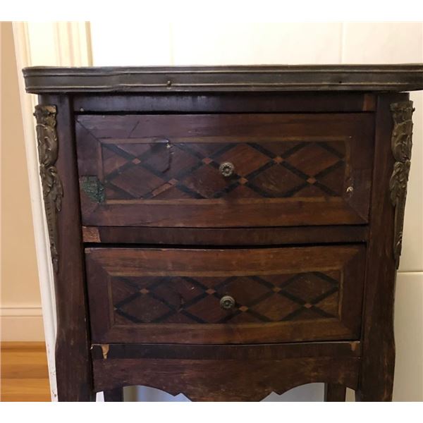 Antique End/Side Table w/Speckled Marble Top