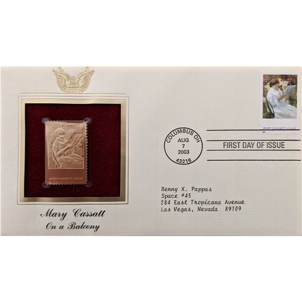 Mary Cassatt On A Balcony - Gold Stamp Replica First Day Cover