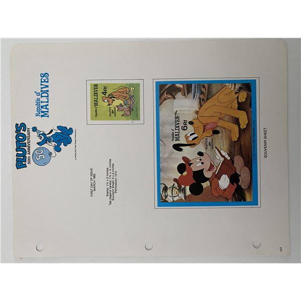 Walt Disney Mickey Mouse & Friends, Plutos 50th Anniversary Stamp Sheet. Republic of Maldives