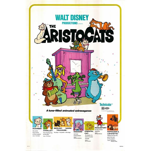 The Aristocats 1970 original vintage movie poster