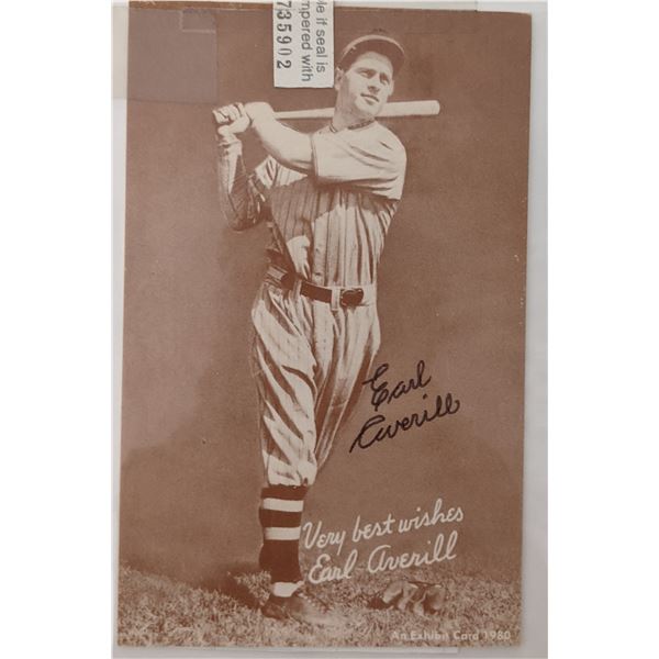 Earl Averill signed 1980 exhibit card