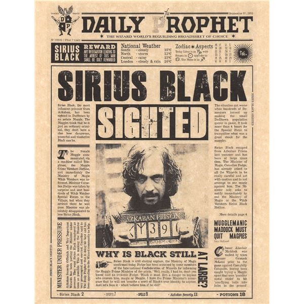 Harry Potter Daily Prophet Sirius Black Flyer print