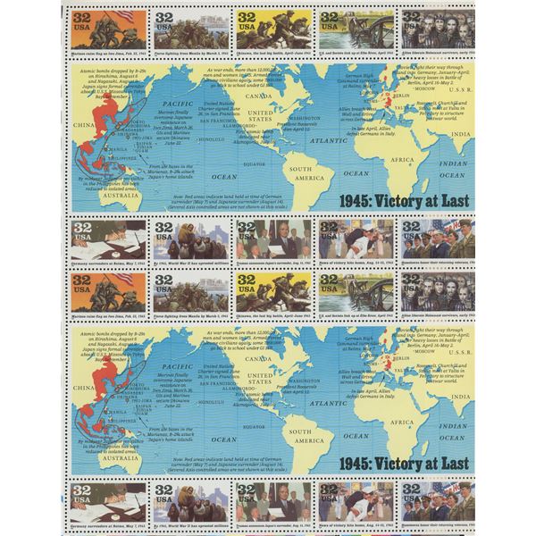 1945 WWII Victory At Last Sheet Collectible Stamp Sheet of 20