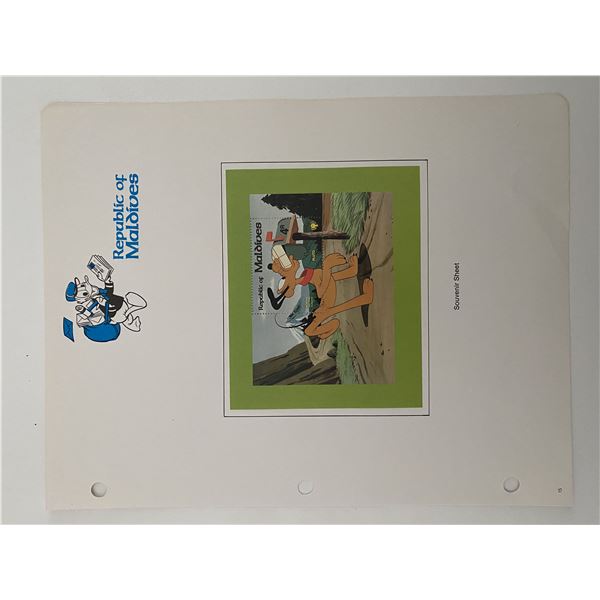 Walt Disney Pluto Stamp Sheet. Republic of Maldives