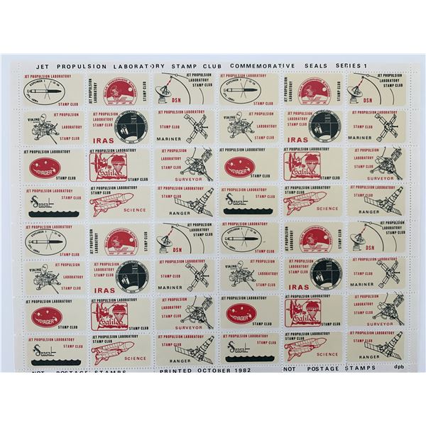 US Stamps Jet Propulsion Laboratory Stamp Club Sheet of 48 Commemorative Seals