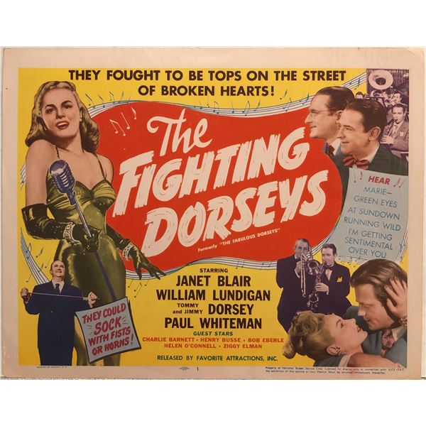 The Fighting Dorseys 1953R original vintage lobby card