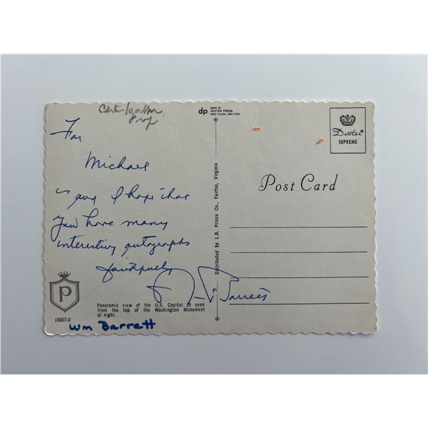 Professor William Barrett signed postcard