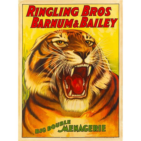 Ringling Bros. and Barnum & Bailey Big Double Menagerie Vintage Tiger Poster