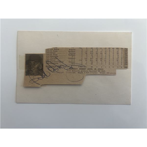 Rick Monday signed newspaper clipping