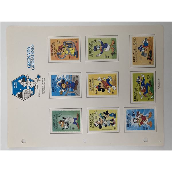 Walt Disney Mickey & Friends Stamp Sheet. Grenada Grenadines.