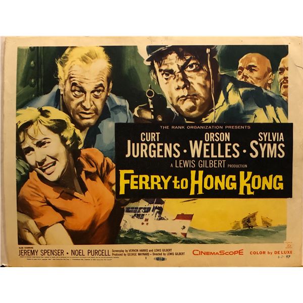 Ferry to Hong Kong 1960 original vintage lobby card
