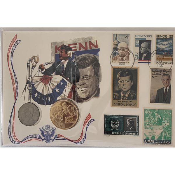 John F. Kennedy commemorative cover with coin