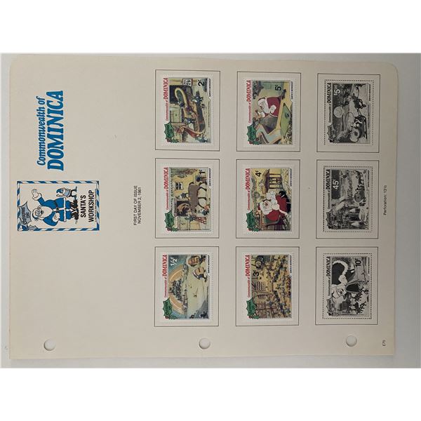 Walt Disney Santa's Workshop, Christmas 1981 Stamp Sheet. Commonwealth of Dominica.