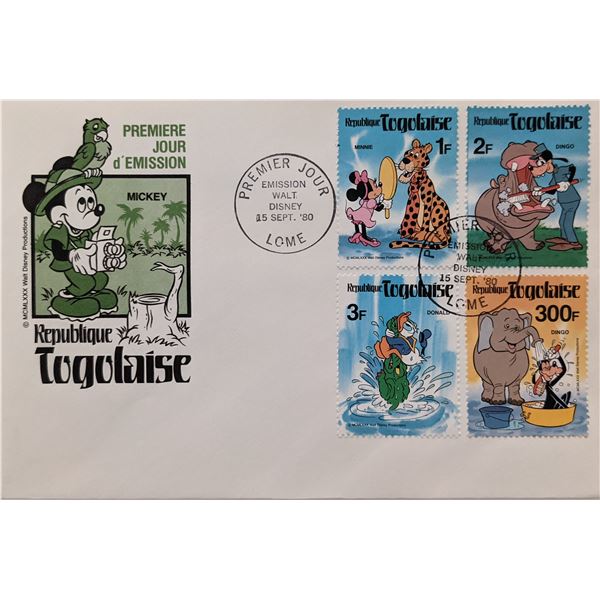 1980 Togo Disney Characters First Day Cover