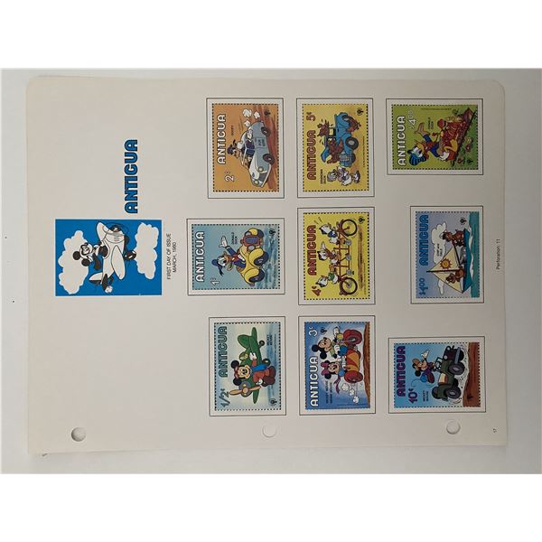 Walt Disney Mickey & Friends Stamp Sheet. Antigua
