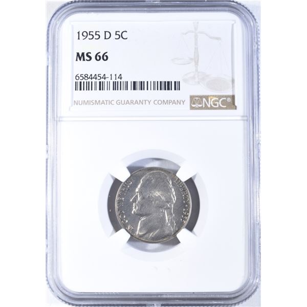 1955-D JEFFERSON NICKEL NGC MS 66