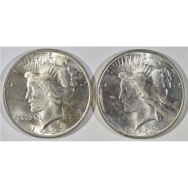 (2) 1923 PEACE DOLLARS BU