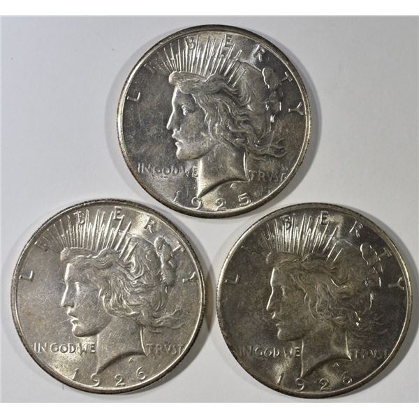 1925, 26, 26-S PEACE DOLLARS NICE AU