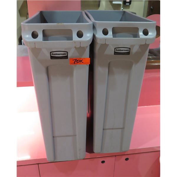 Qty 2 Rubbermaid Gray Plastic Bins (No Lids)