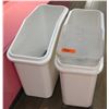 Image 1 : Qty 2 Rolling White Bins (1 w/ Lid)